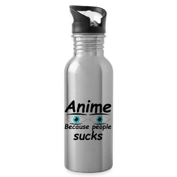 Anime because people sucks - Trinkflasche mit integriertem Trinkhalm - Lightsilver - Rechts