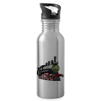 Steam locomotive - Water bottle with straw - silver - Right