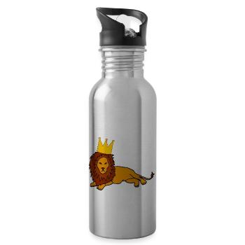 Lion with Crown King Majestic - Water bottle with straw - silver - Right