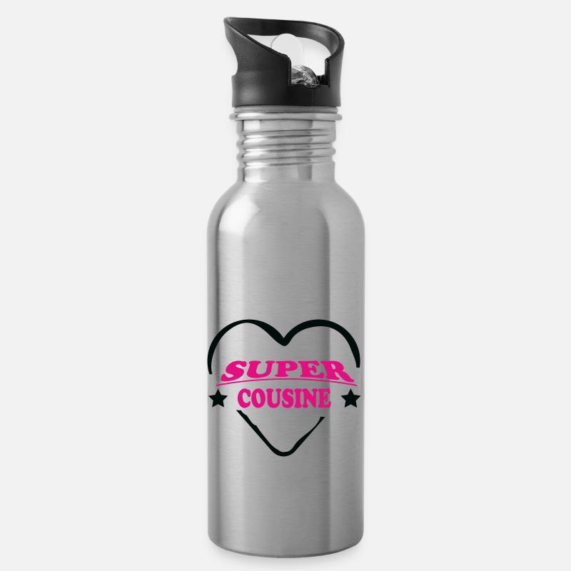 COUSIN NEFFE BRUDER - Trinkflasche mit integriertem Trinkhalm - Lightsilver