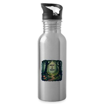 Nature is my Therapy - Meditation im Wald - Trinkflasche mit integriertem Trinkhalm - Lightsilver - Rechts
