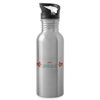 Mama Est 2025 I'm Going To Be Mom Retro Style - Water bottle with straw - silver - Right