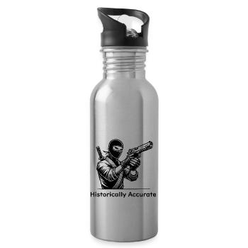 Ninja Assassin with a Gun - Historically Accurate - Water bottle with straw - silver - Right