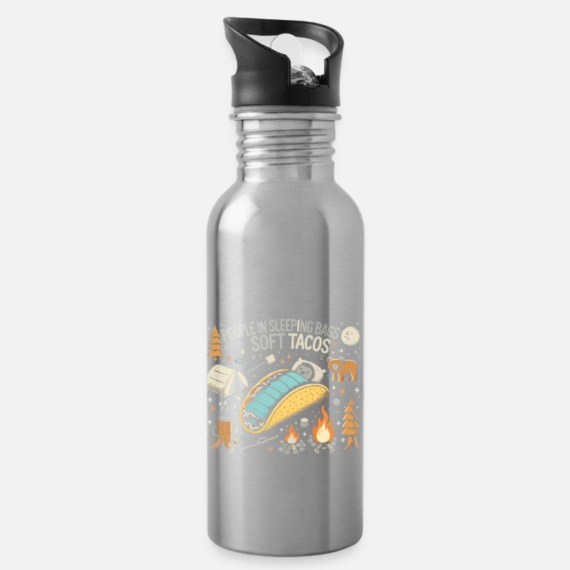 Menschen in Schlafsäcken sind wie weiche Tacos - Trinkflasche mit integriertem Trinkhalm - Lightsilver