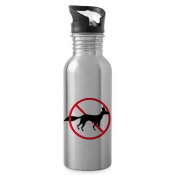 No Fox Allowed Sign No Zone Notice - Water bottle with straw - silver - Right