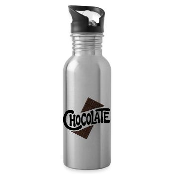 Schokolade - Cool Sweets Logo - Trinkflasche mit integriertem Trinkhalm - Lightsilver - Rechts