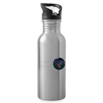 Sei ein Licht in dieser Welt – Glühwürmchen - Trinkflasche mit integriertem Trinkhalm - Lightsilver - Rechts