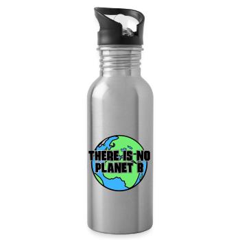 There is no Planet B - Trinkflasche mit integriertem Trinkhalm - Lightsilver - Rechts
