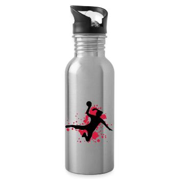 frauen handball Sprungwurf - Trinkflasche mit integriertem Trinkhalm - Lightsilver - Rechts