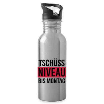 Tschüss Niveau - bis Montag - Trinkflasche mit integriertem Trinkhalm - Lightsilver - Rechts
