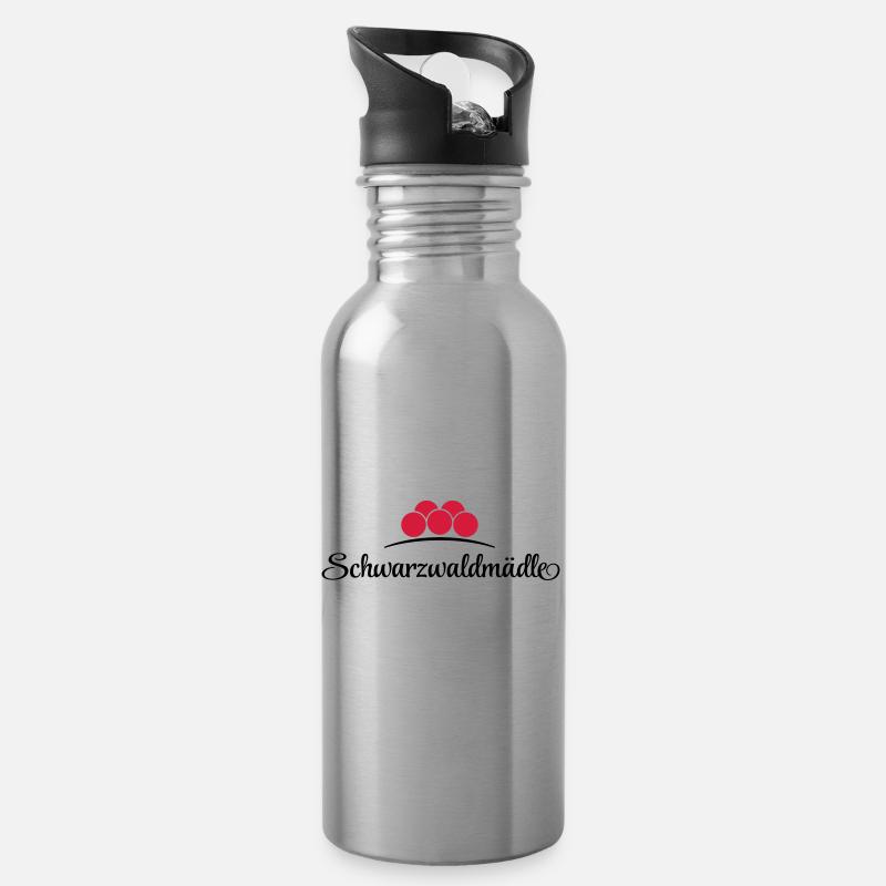 Schwarzwaldmädle - Trinkflasche mit integriertem Trinkhalm - Lightsilver