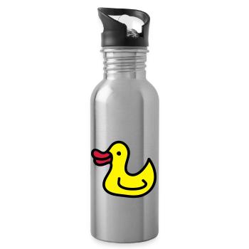 Entchen - Ente 3 - Trinkflasche mit integriertem Trinkhalm - Lightsilver - Rechts