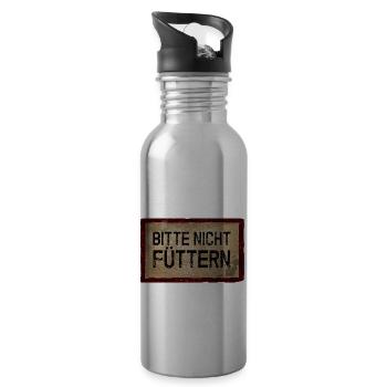 Bittte nicht füttern - Trinkflasche mit integriertem Trinkhalm - Lightsilver - Rechts