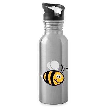 Bees 3C - Water bottle with straw - silver - Right