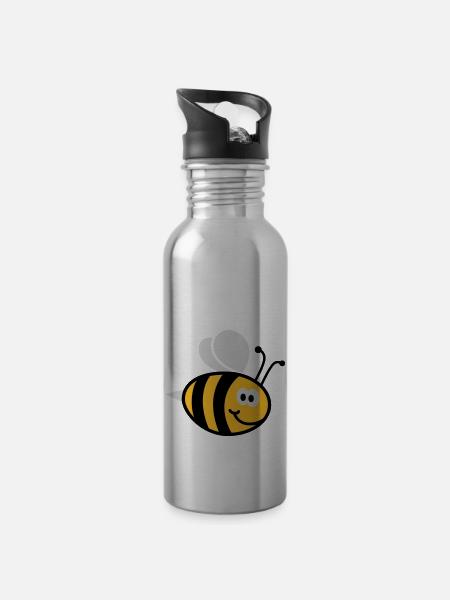 Bienchen 3C - Trinkflasche mit integriertem Trinkhalm - Lightsilver