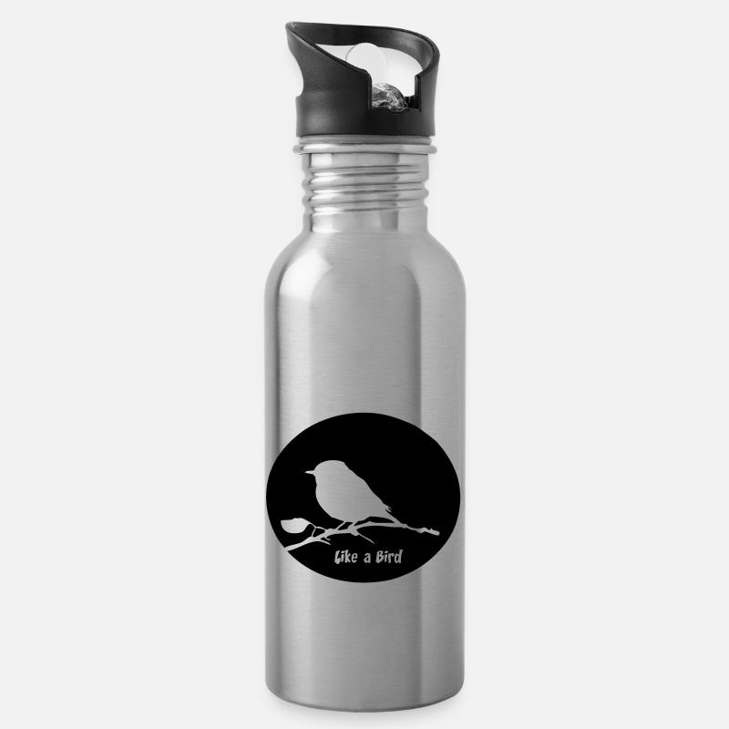 Oiseau - Gourde avec paille intégrée - argent clair