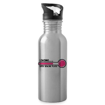Bowling-Kugel Super-Laden Spieler1 - Trinkflasche mit integriertem Trinkhalm - Lightsilver - Rechts