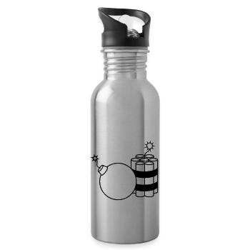 ball burned round circled round ball circle tex - Water bottle with straw - silver - Right