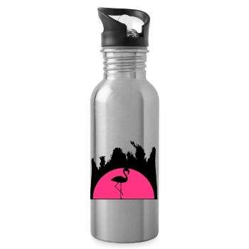 sunrise holiday palms Miami holiday sun som - Water bottle with straw - silver - Right
