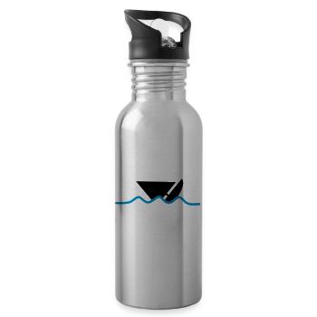 distress_boat - Water bottle with straw - silver - Right