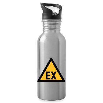 Hazard Symbol - Explosion Danger (2-color) - Water bottle with straw - silver - Right