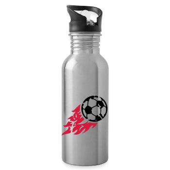 fire_soccer_ball_bx2 - Water bottle with straw - silver - Right