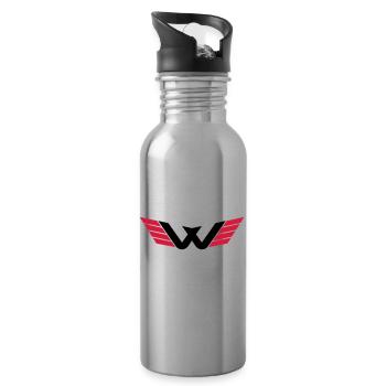 W Logo - Trinkflasche mit integriertem Trinkhalm - Lightsilver - Rechts