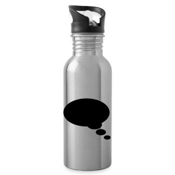 Comic bubble, your text, template, speechbubble, - Water bottle with straw - silver - Right