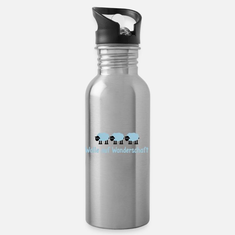 Wolle auf Wanderschaft Schafe Schäfchen Lämmer süß - Trinkflasche mit integriertem Trinkhalm - Lightsilver