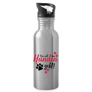 die mit den hunden geht - Trinkflasche mit integriertem Trinkhalm - Lightsilver - Rechts