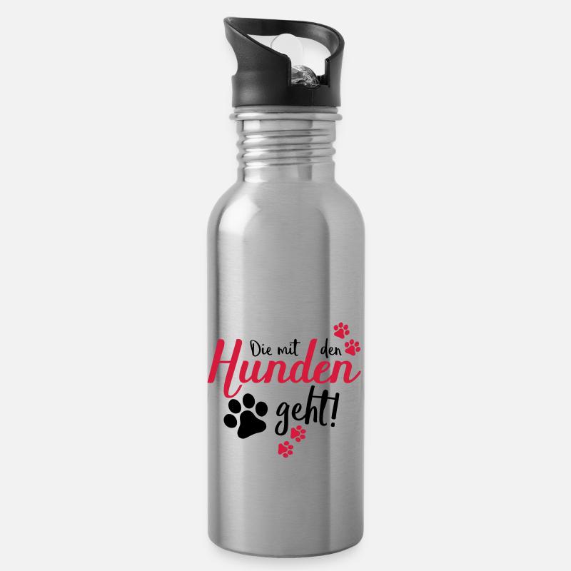 die mit den hunden geht - Trinkflasche mit integriertem Trinkhalm - Lightsilver