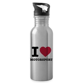 I love Motorsport saying racing 1 formula car - Water bottle with straw - silver - Right