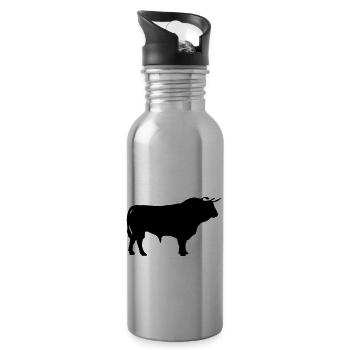silhouette de taureau - Gourde avec paille intégrée - argent clair - Droite