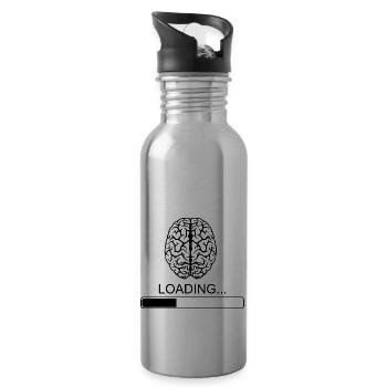 Brain Sayings Funny Funny Breakfast Joke - Water bottle with straw - silver - Right