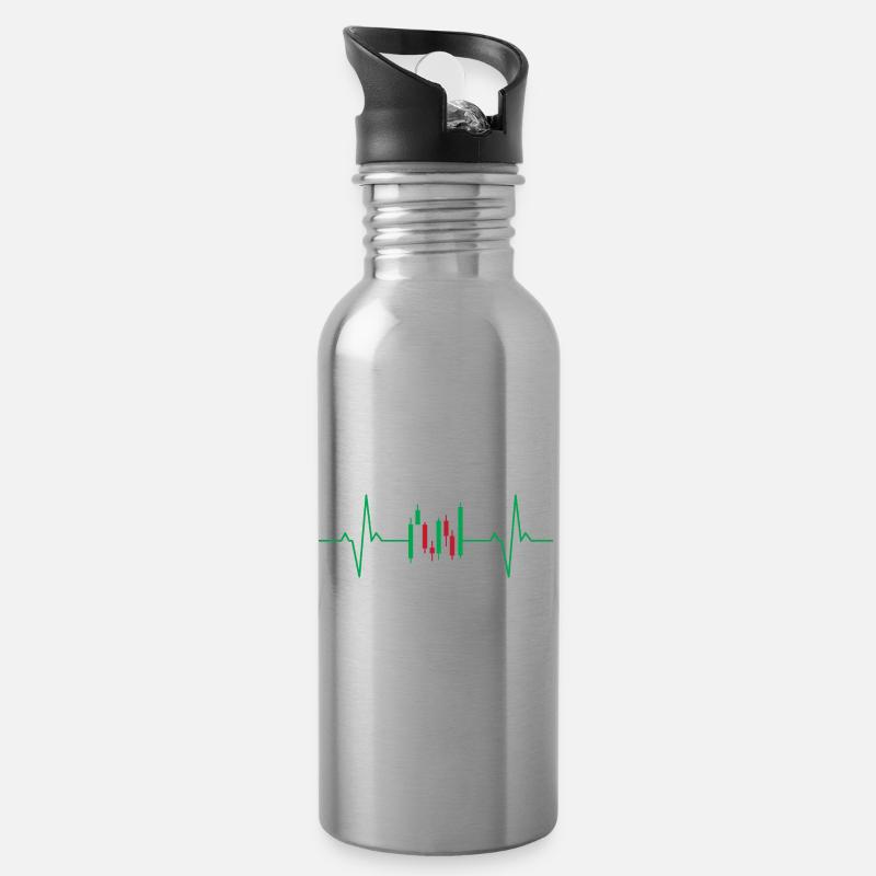 Candlesticks lifeline heartbeat day trader - Gourde avec paille intégrée - argent clair