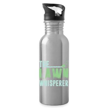 Funny Lawn Mowing The Lawn Whisperer - Water bottle with straw - silver - Right