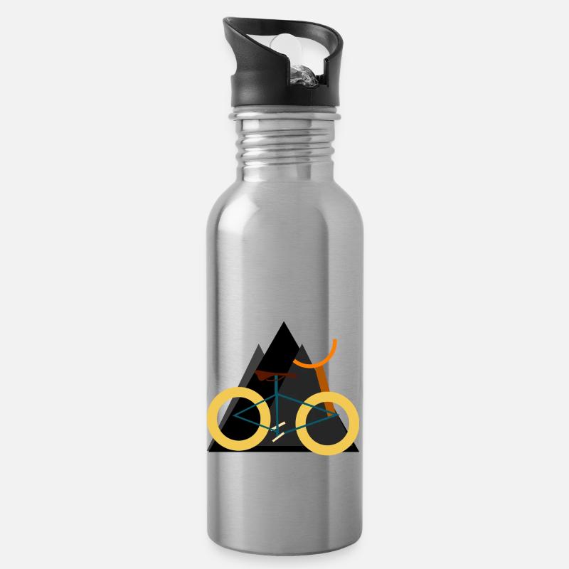 Rétro Roue - Gourde avec paille intégrée - argent clair