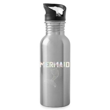 Mermaid Mom Mermaid Mama Saying - Water bottle with straw - silver - Right