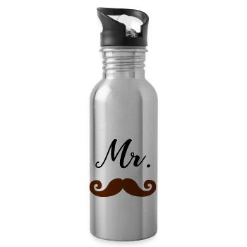 Mr Moustache - Trinkflasche mit integriertem Trinkhalm - Lightsilver - Rechts