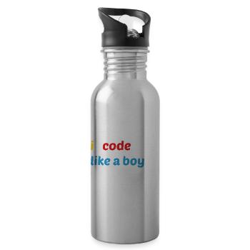 Code Like A Boy Coder Programmer Software Develope - Trinkflasche mit integriertem Trinkhalm - Lightsilver - Rechts