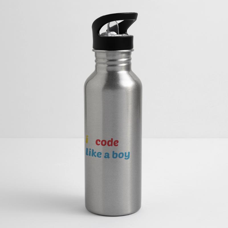 Code Like A Boy Coder Programmer Software Develope Trinkflasche mit integriertem Trinkhalm