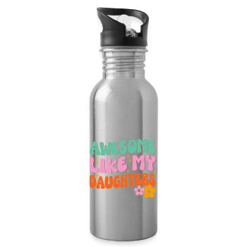 Großartig wie meine Töchter - Trinkflasche mit integriertem Trinkhalm - Lightsilver - Rechts