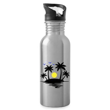 Insel Paradise - Trinkflasche mit integriertem Trinkhalm - Lightsilver - Rechts