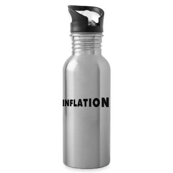 Schriftzug INFLATION of the Universe, schwarzweiß - Trinkflasche mit integriertem Trinkhalm - Lightsilver - Rechts