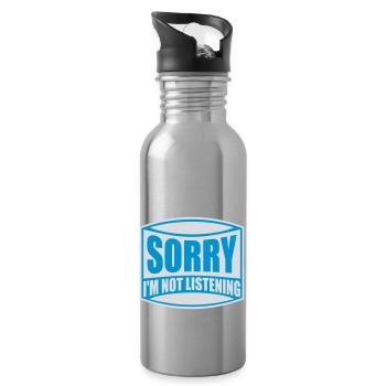 sorry im not listening - Trinkflasche mit integriertem Trinkhalm - Lightsilver - Rechts