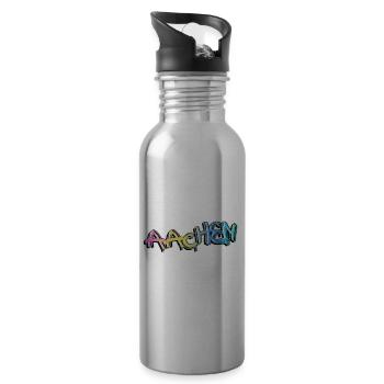 Aachen Germany City Graffiti Spray Sprayer - Water bottle with straw - silver - Right