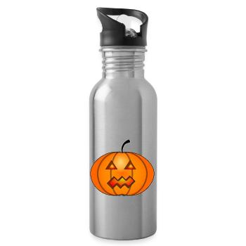 Halloween Pumpkin Head - Water bottle with straw - silver - Right