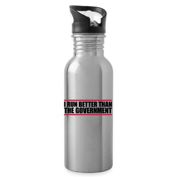 run better than government - Water bottle with straw - silver - Right