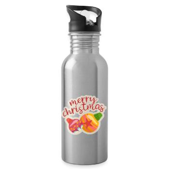 merry Christmas 12 - Trinkflasche mit integriertem Trinkhalm - Lightsilver - Rechts
