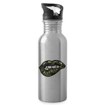 Military lips - Water bottle with straw - silver - Right